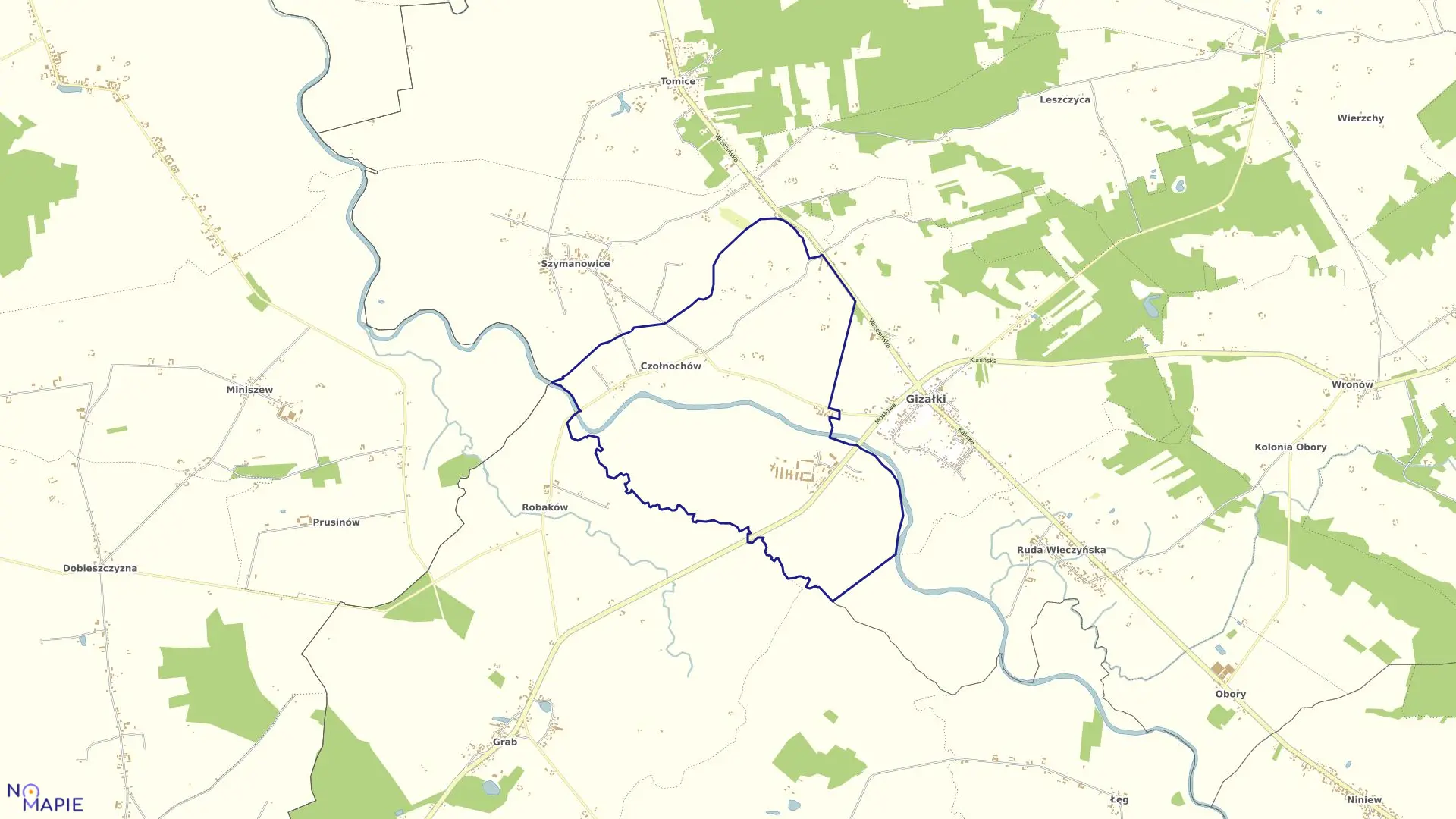 Mapa obrębu CZOŁNOCHÓW w gminie Gizałki