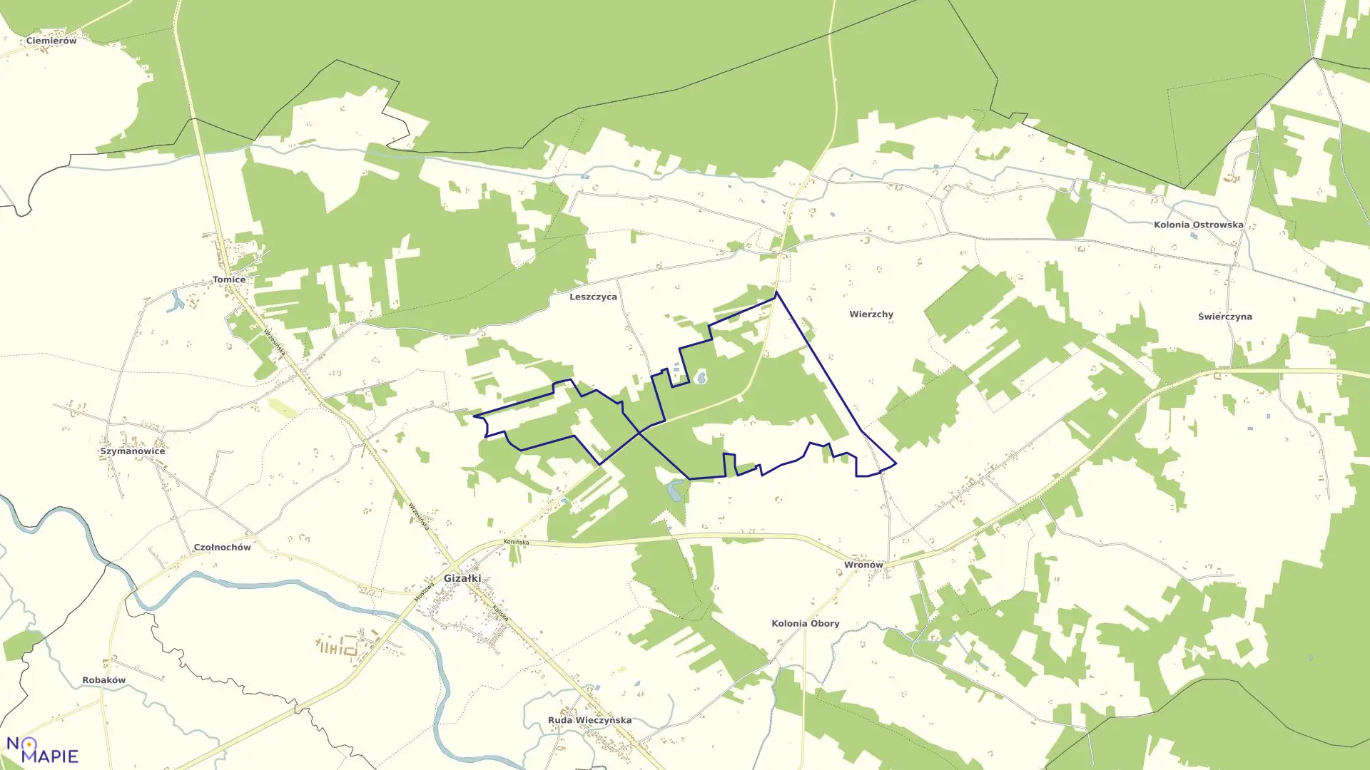 Mapa obrębu GIZAŁKI LAS w gminie Gizałki