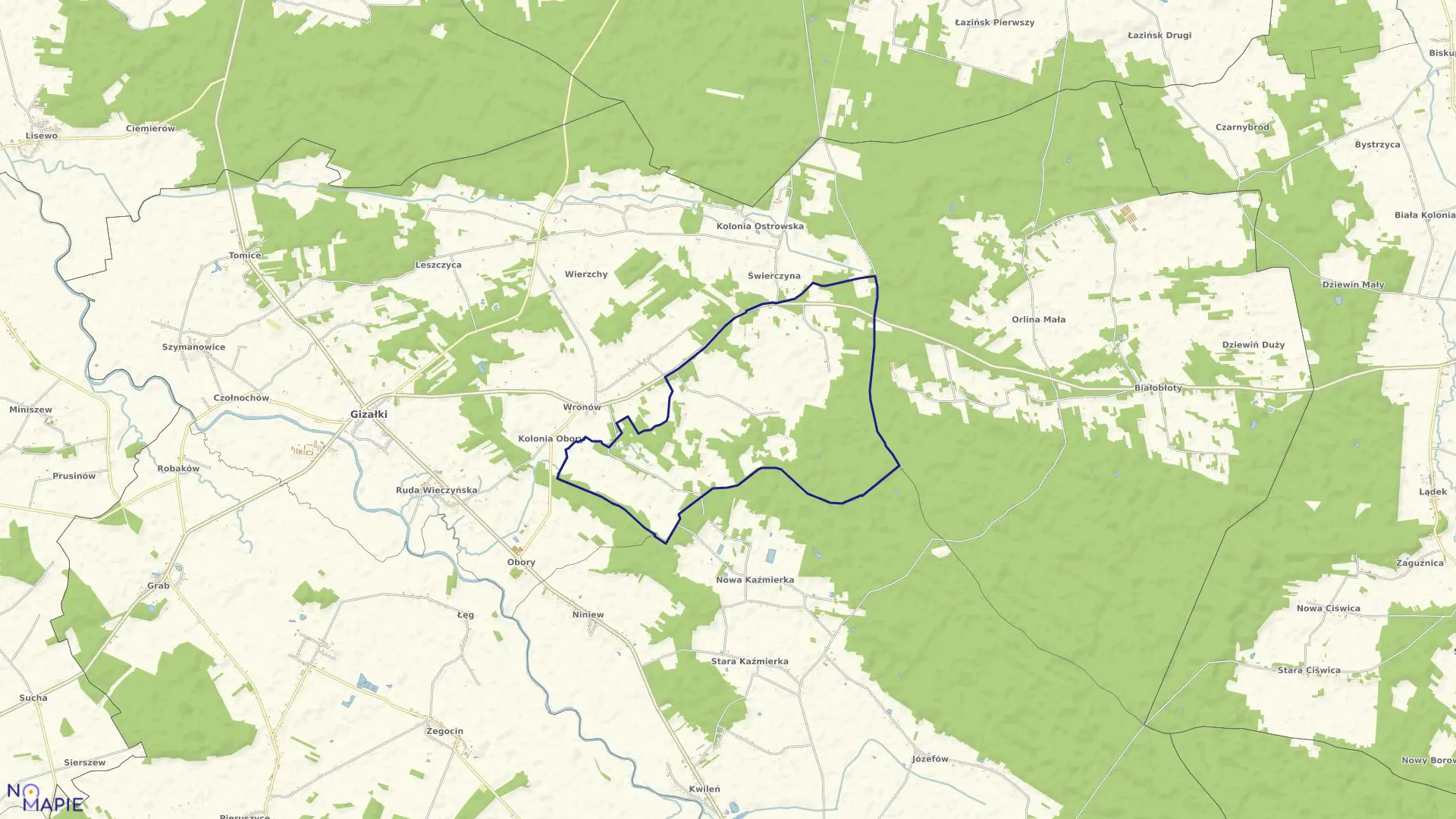 Mapa obrębu KOLONIA OBORY w gminie Gizałki