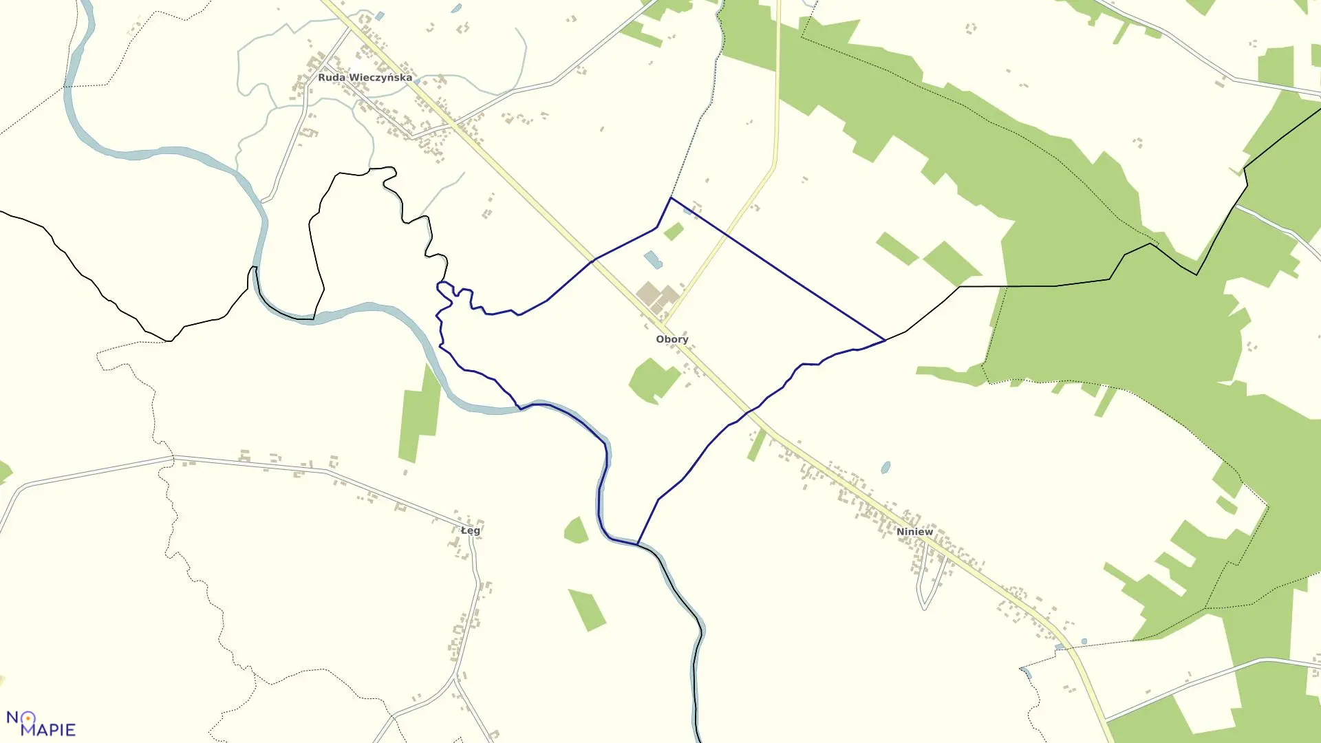 Mapa obrębu OBORY w gminie Gizałki