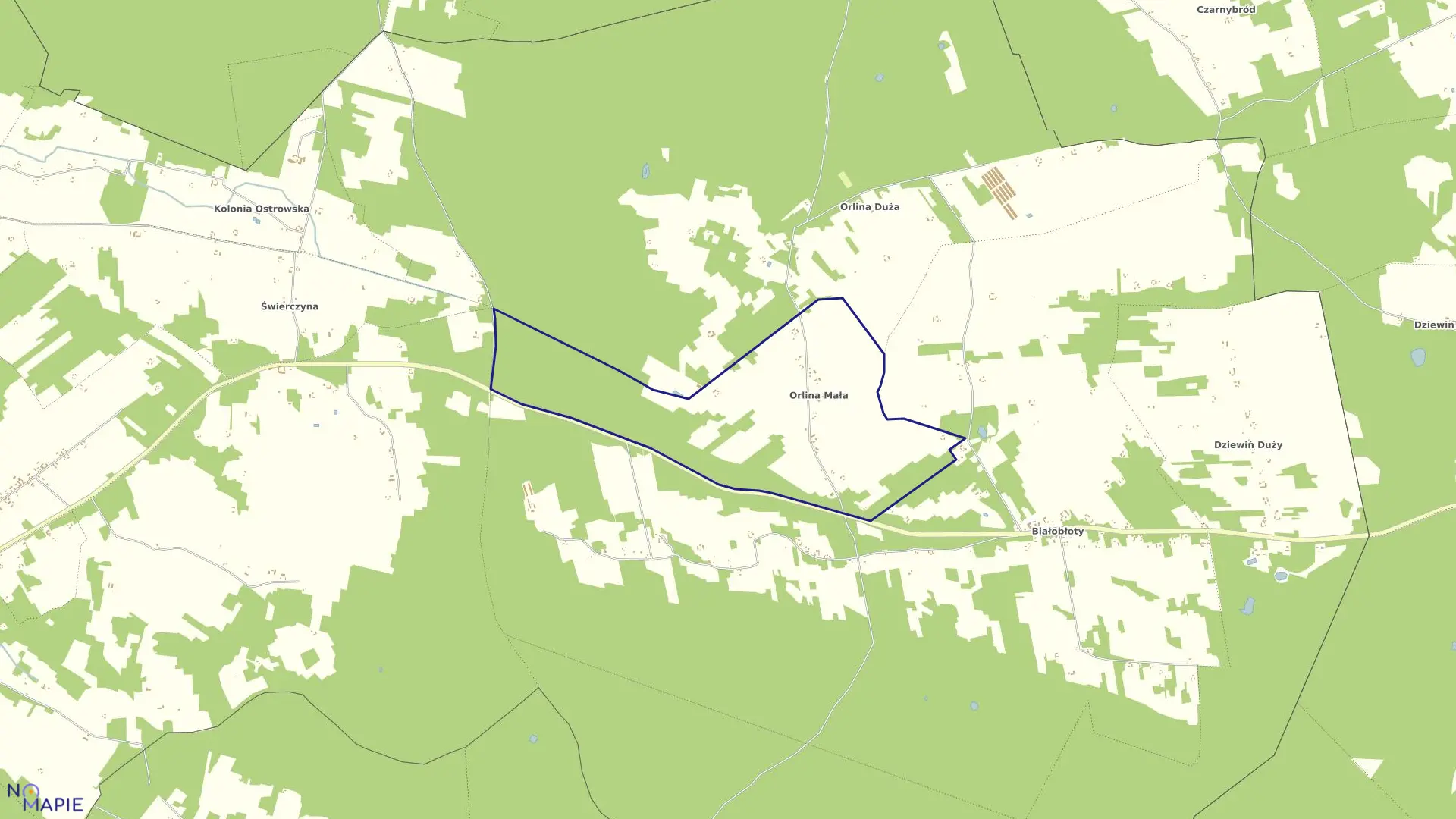 Mapa obrębu ORLINA MAŁA w gminie Gizałki